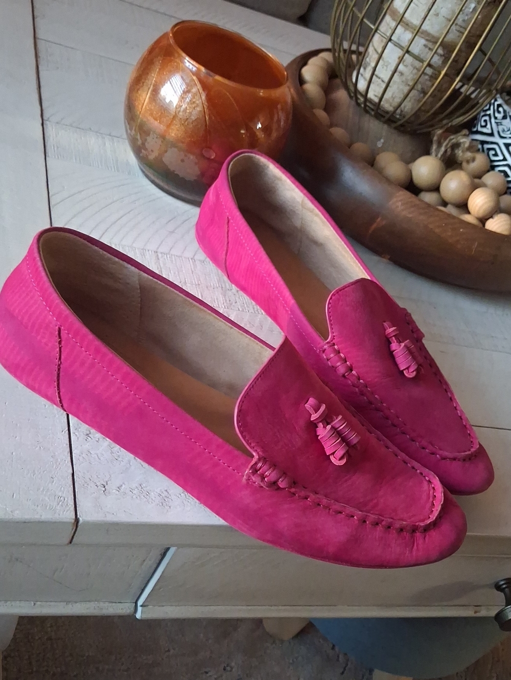 Corso Como Fuchsia Suede Tassel Loafers
